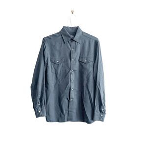 Rodeo Tuff Mens Shirt Long Sleeve Button Front Tencel Gray Medium